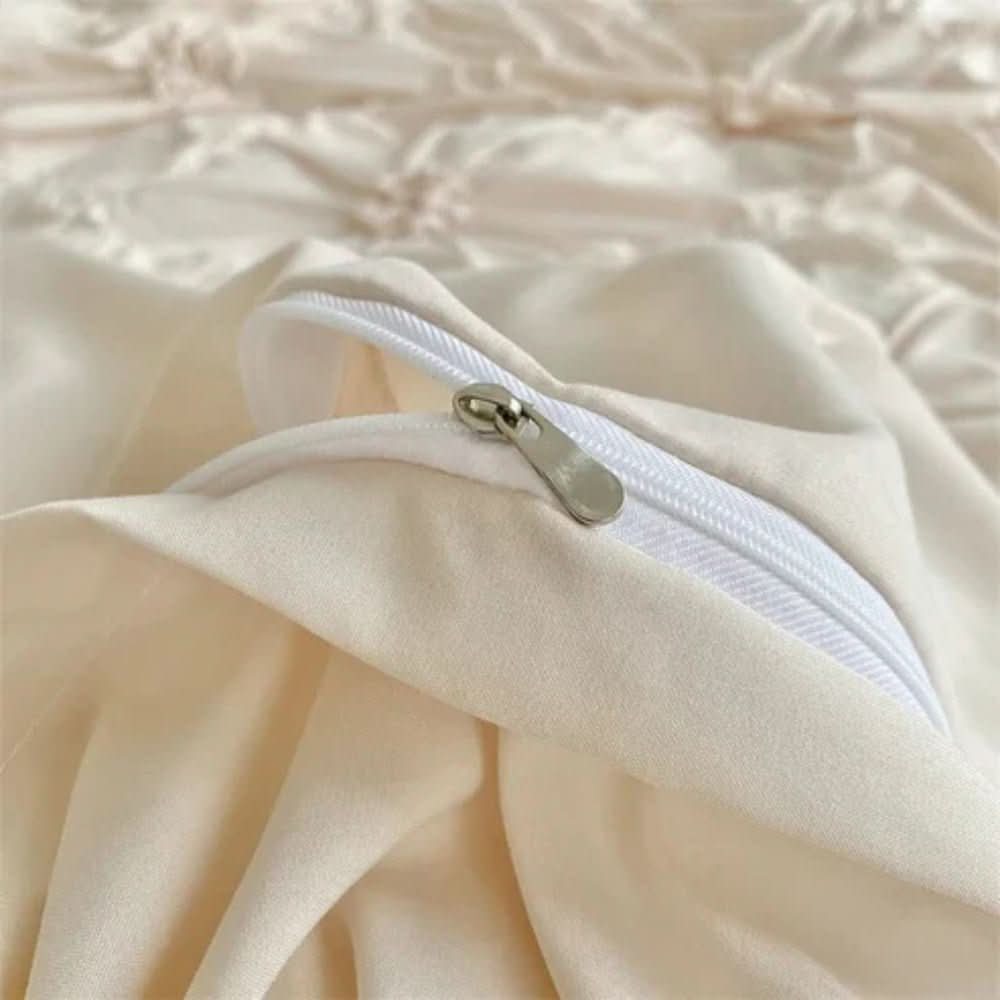 Elegant Ruffle Floral Microfiber Duvet Cover Set