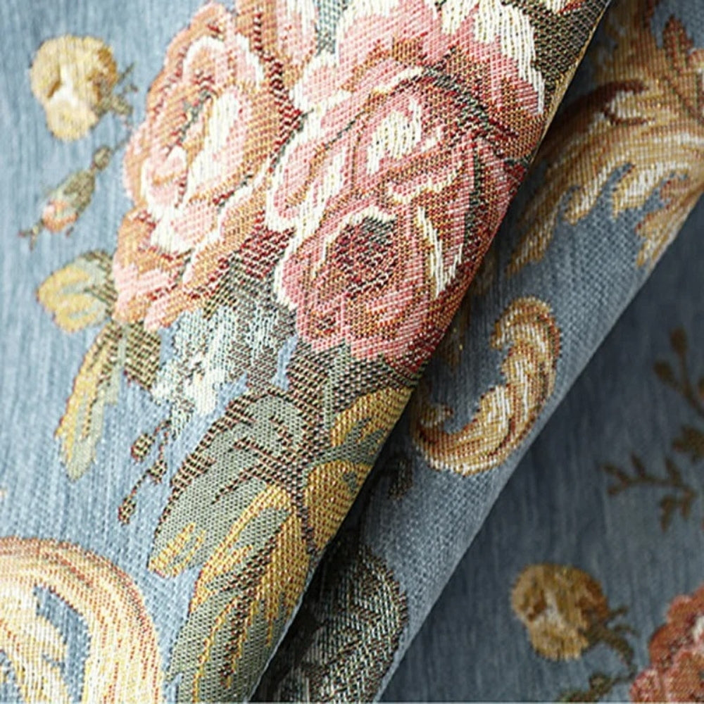 Chenille Floral Cushion Cover with Beaded Edge