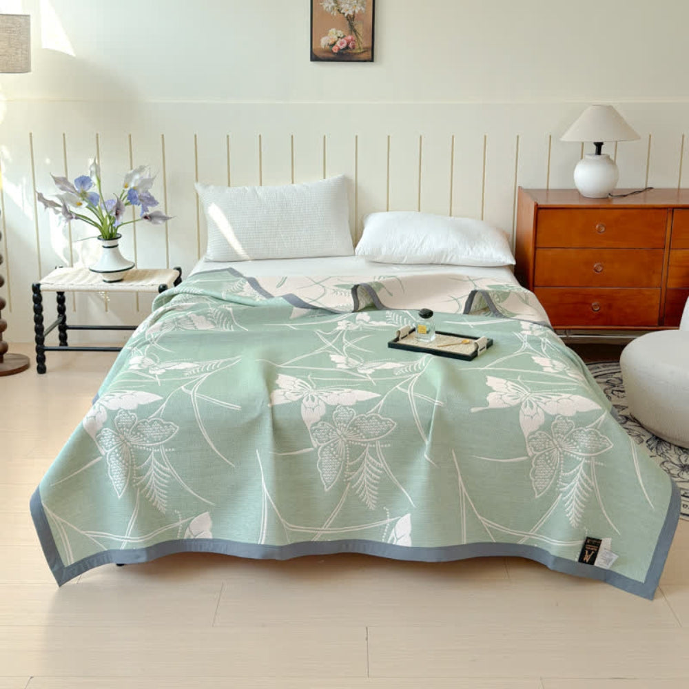 Butterfly Print Cotton Gauze Blanket