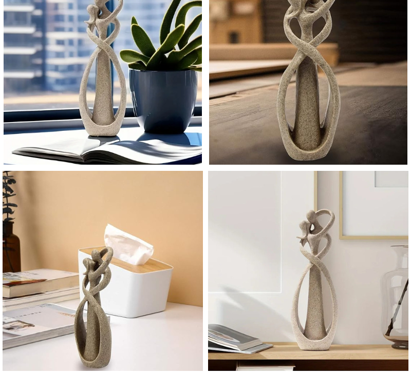Abstract Embracing Figures Sculpture in Natural Colors