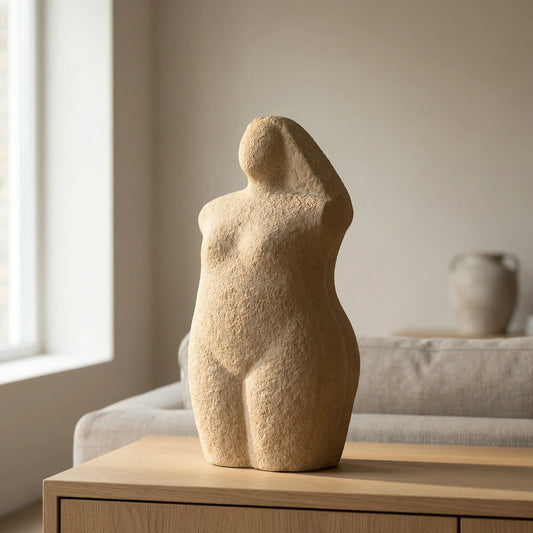 Abstract Embracing Figures Sculpture in Natural Colors