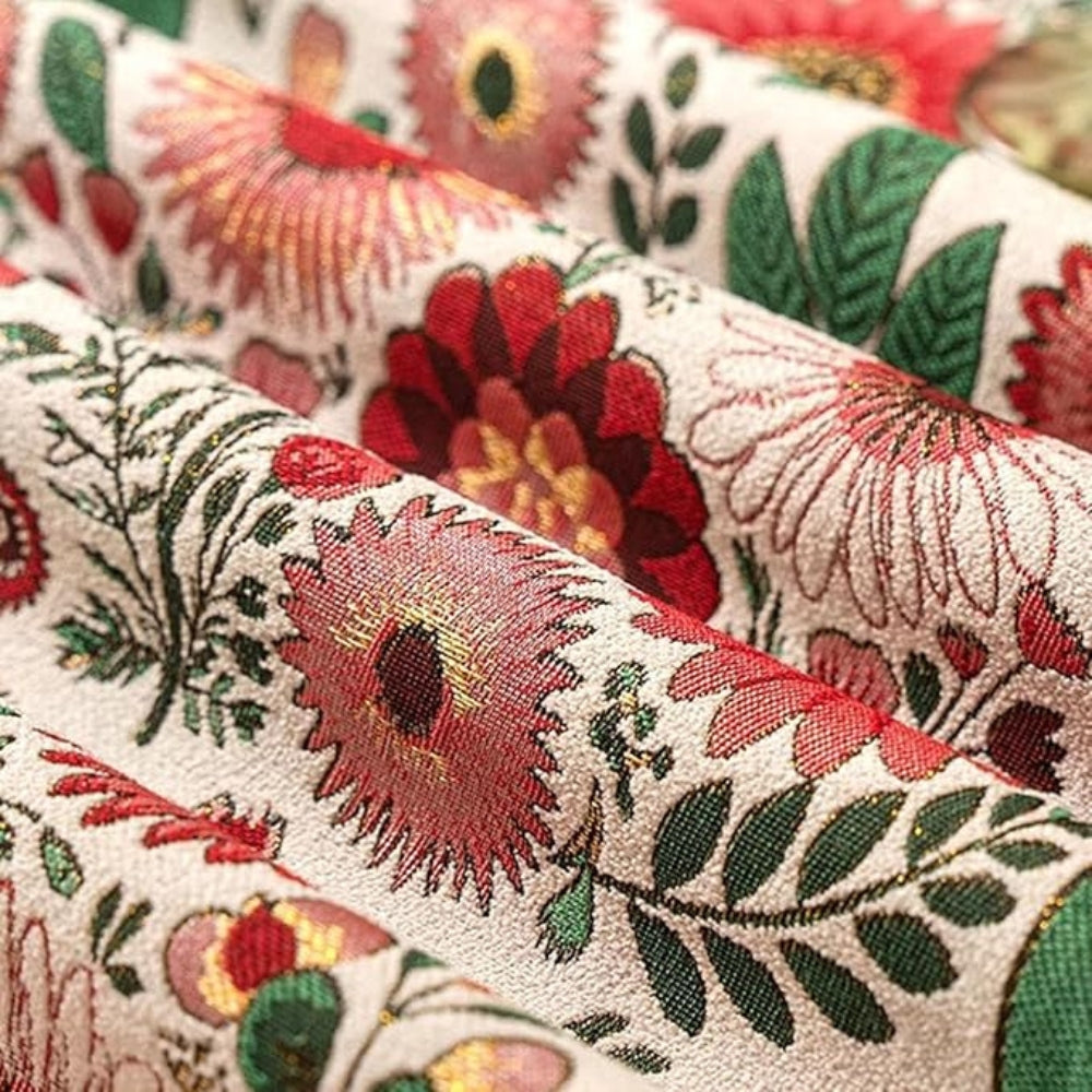 Embroidered Floral Tassel Table Runner for Boho Chic Decor