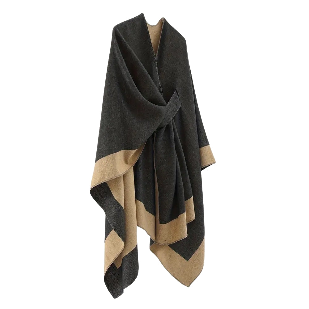 Lightweight Color-Block Draped Shawl Wrap