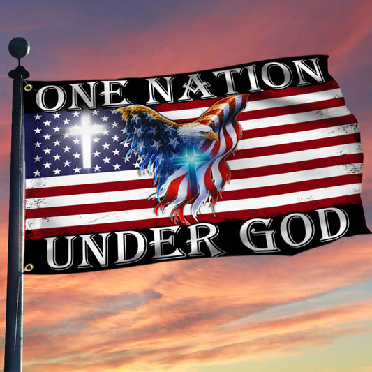 One Nation Under God Grommet Flag - Patriotic Christian Canvas Flag
