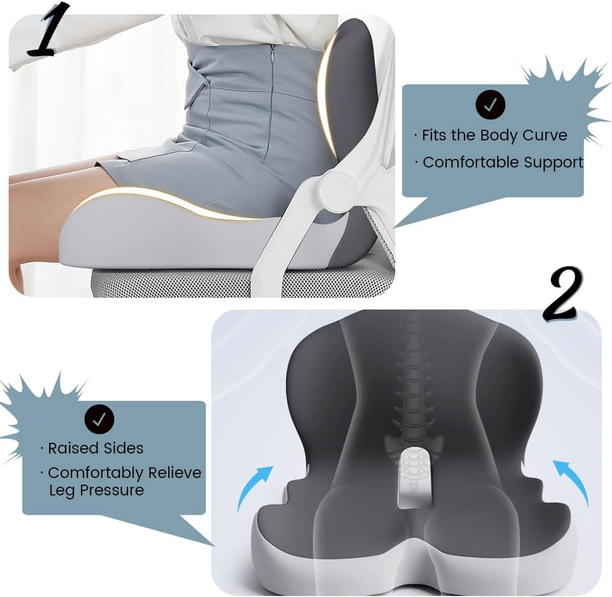 Ergonomic Lumbar Support Seat Cushion for Office and Travel