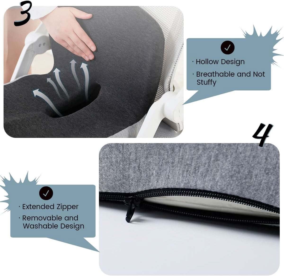Ergonomic Memory Foam Seat Cushion for Posture Support