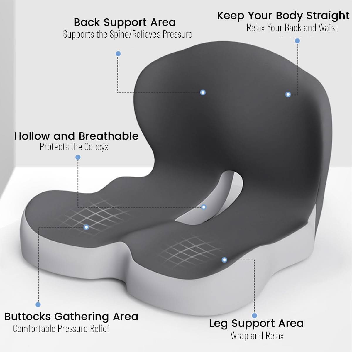 Ergonomic Memory Foam Seat Cushion for Posture Support