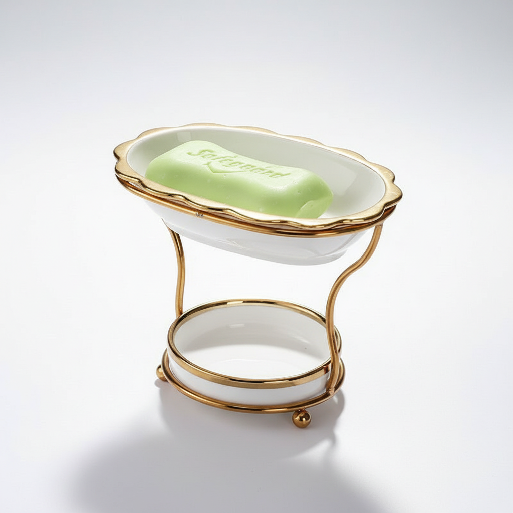 Elevated Porcelain Soap Dish with Quick Drain System