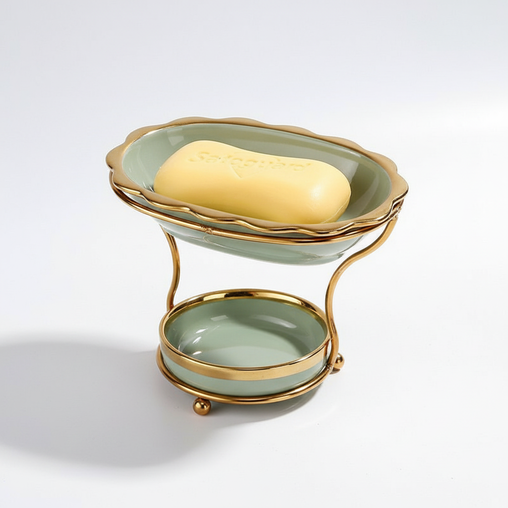 Elevated Porcelain Soap Dish with Quick Drain System