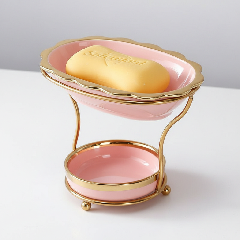 Elevated Porcelain Soap Dish with Quick Drain System