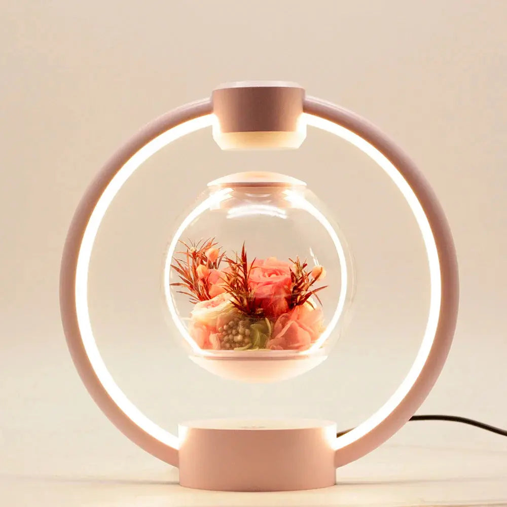 Magnetic Levitation LED Table Lamp with Everlasting Flower