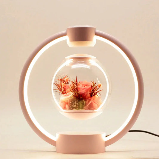 Magnetic Levitation LED Table Lamp with Everlasting Flower