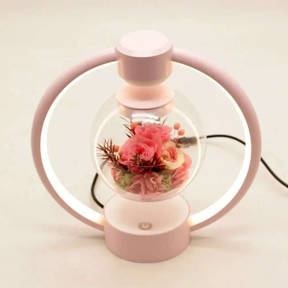 Magnetic Levitation LED Table Lamp with Everlasting Flower