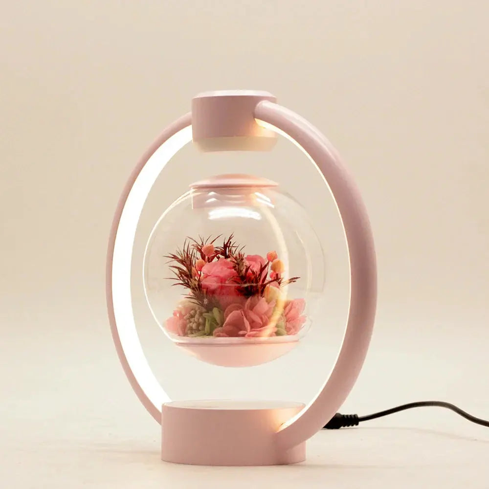 Magnetic Levitation LED Table Lamp with Everlasting Flower