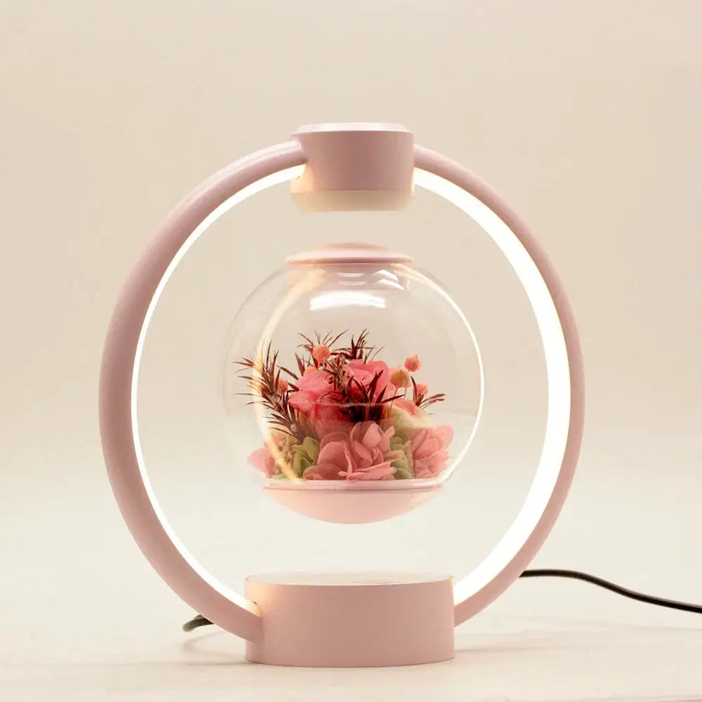 Magnetic Levitation LED Table Lamp with Everlasting Flower
