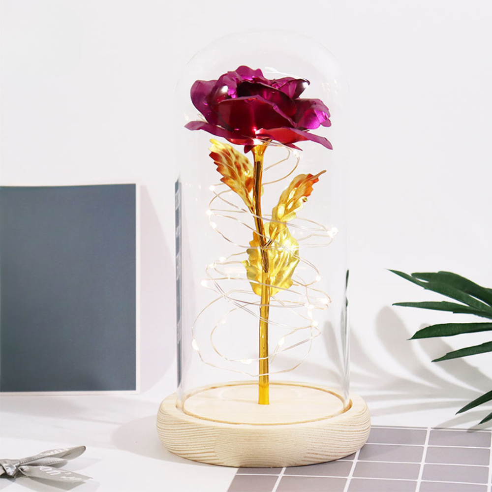 Everlasting Rose in Glass Dome with LED Lights