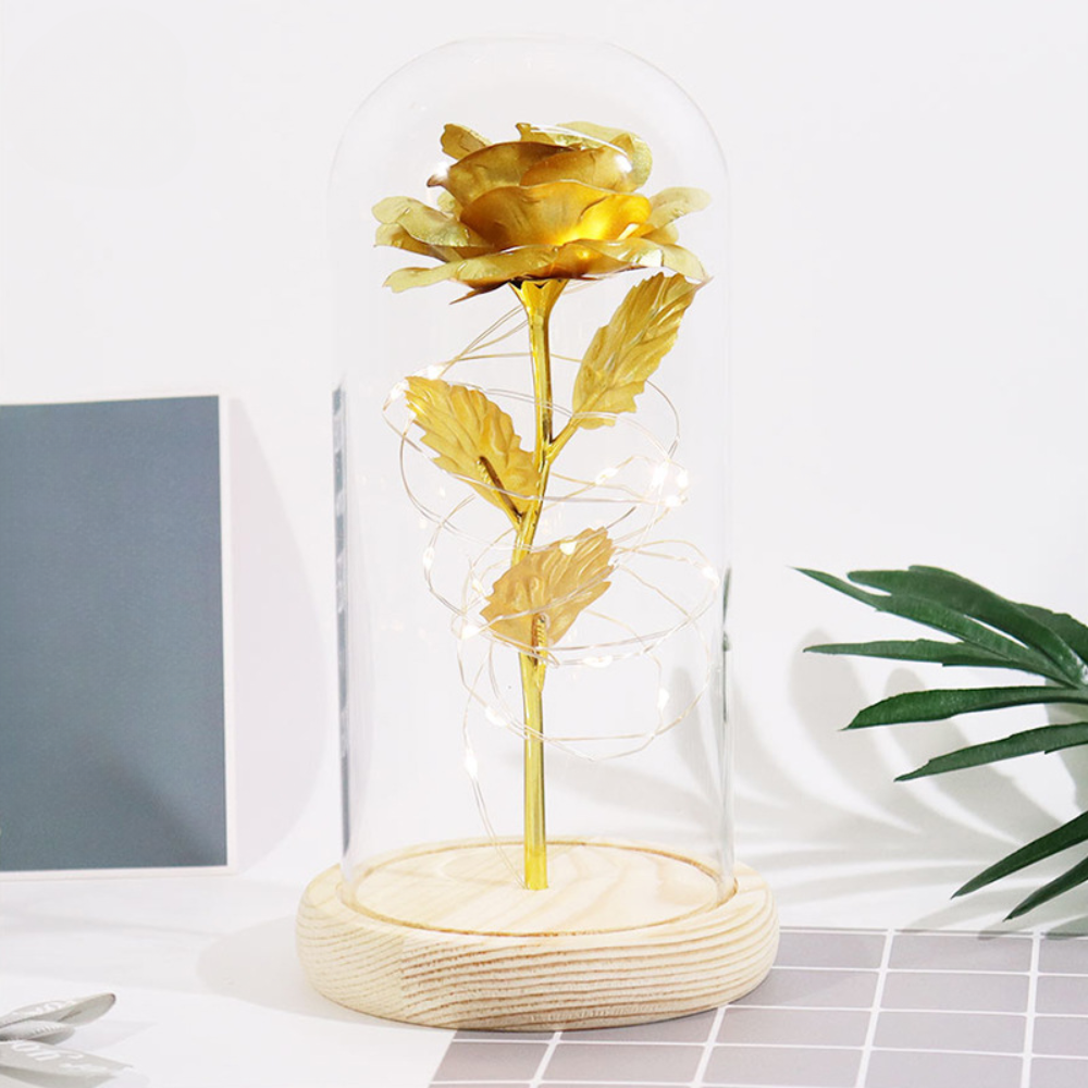 Everlasting Rose in Glass Dome with LED Lights