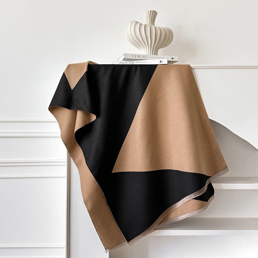 Two Tone Geometric Microfiber Shawl Scarf