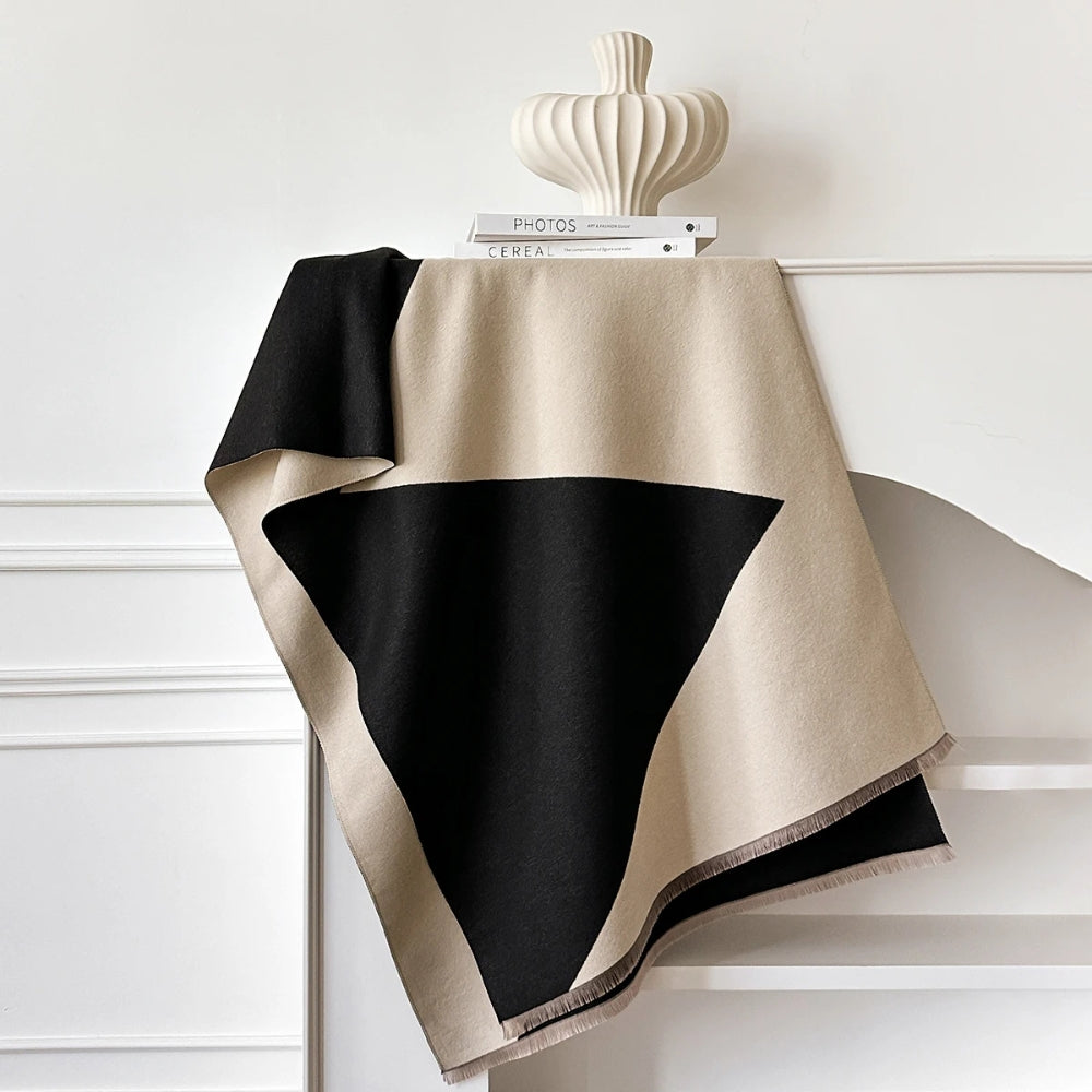 Two Tone Geometric Microfiber Shawl Scarf