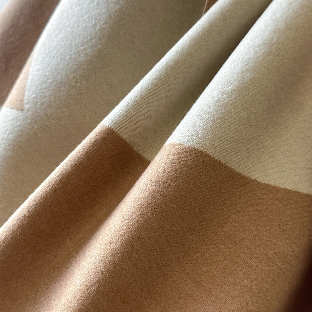 Two Tone Geometric Microfiber Shawl Scarf