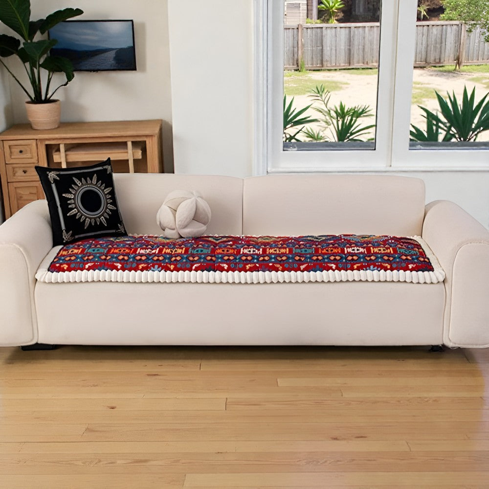 Quilted Ethnic Pattern Non-Slip Couch Cover