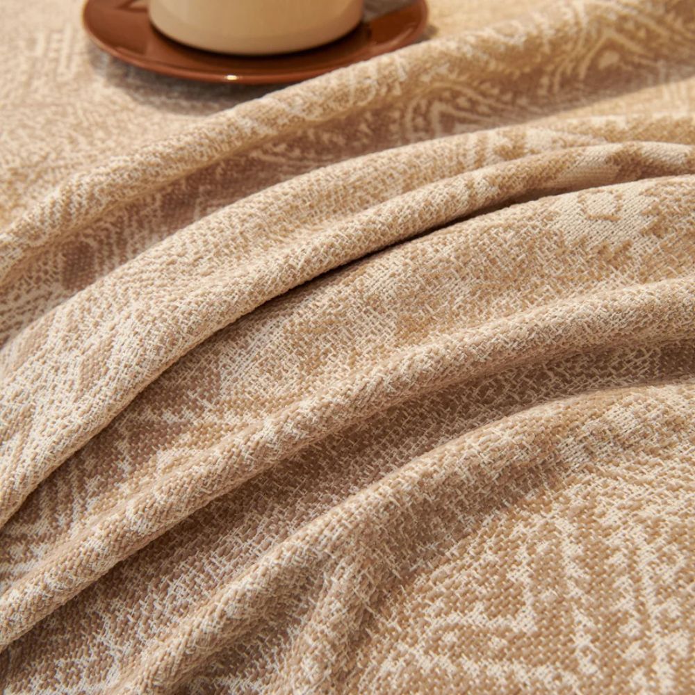 Ethnic Chenille Sofa Cover with Geometric Patterns