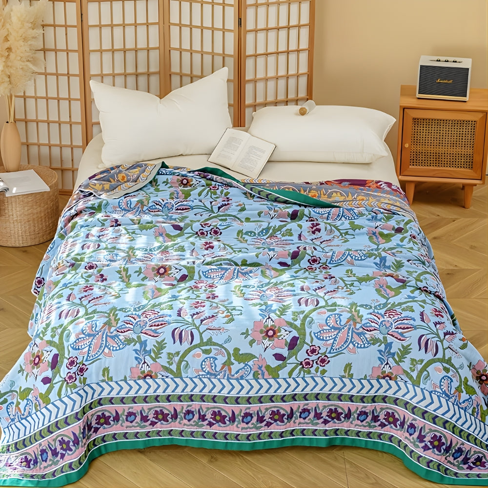 Reversible Vintage Floral Cotton Blanket