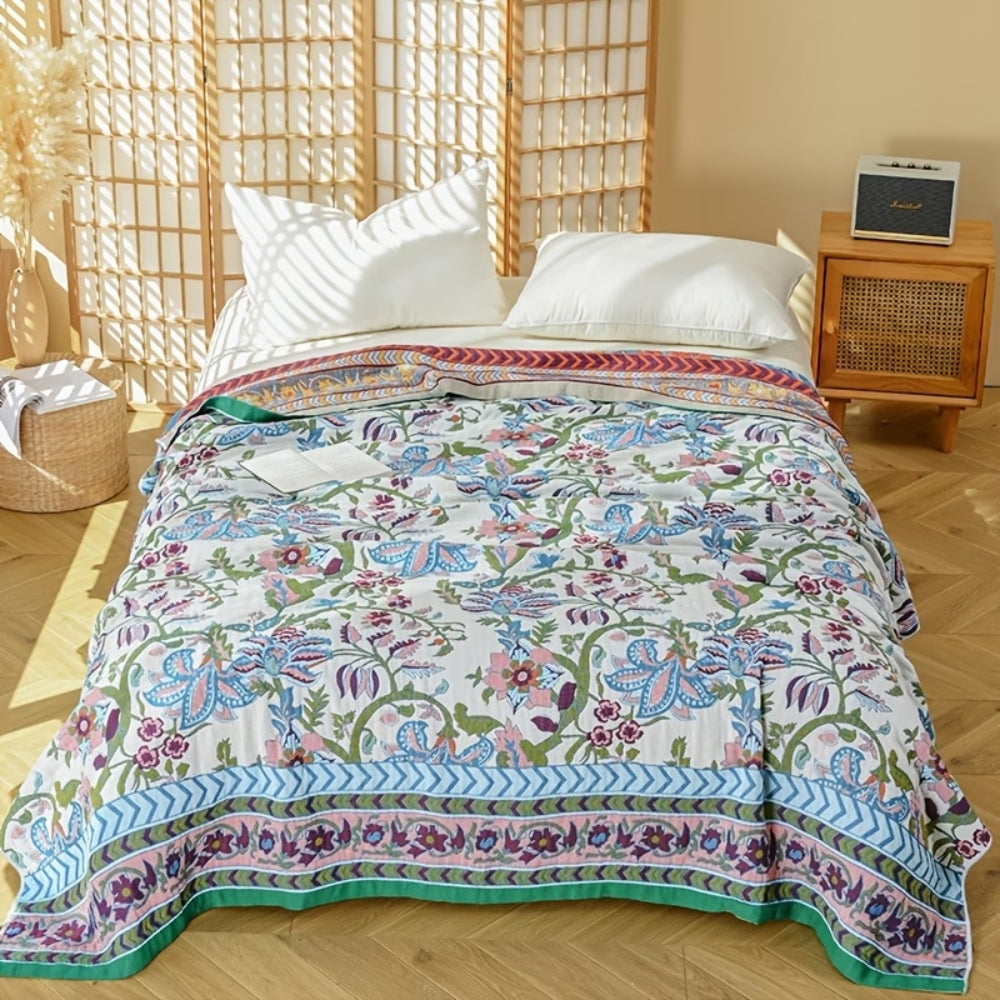 Reversible Vintage Floral Cotton Blanket