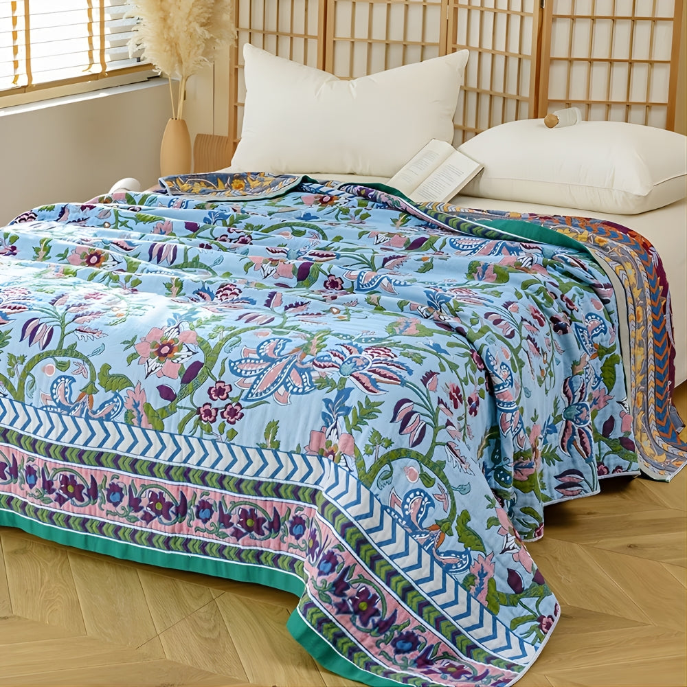 Reversible Vintage Floral Cotton Blanket