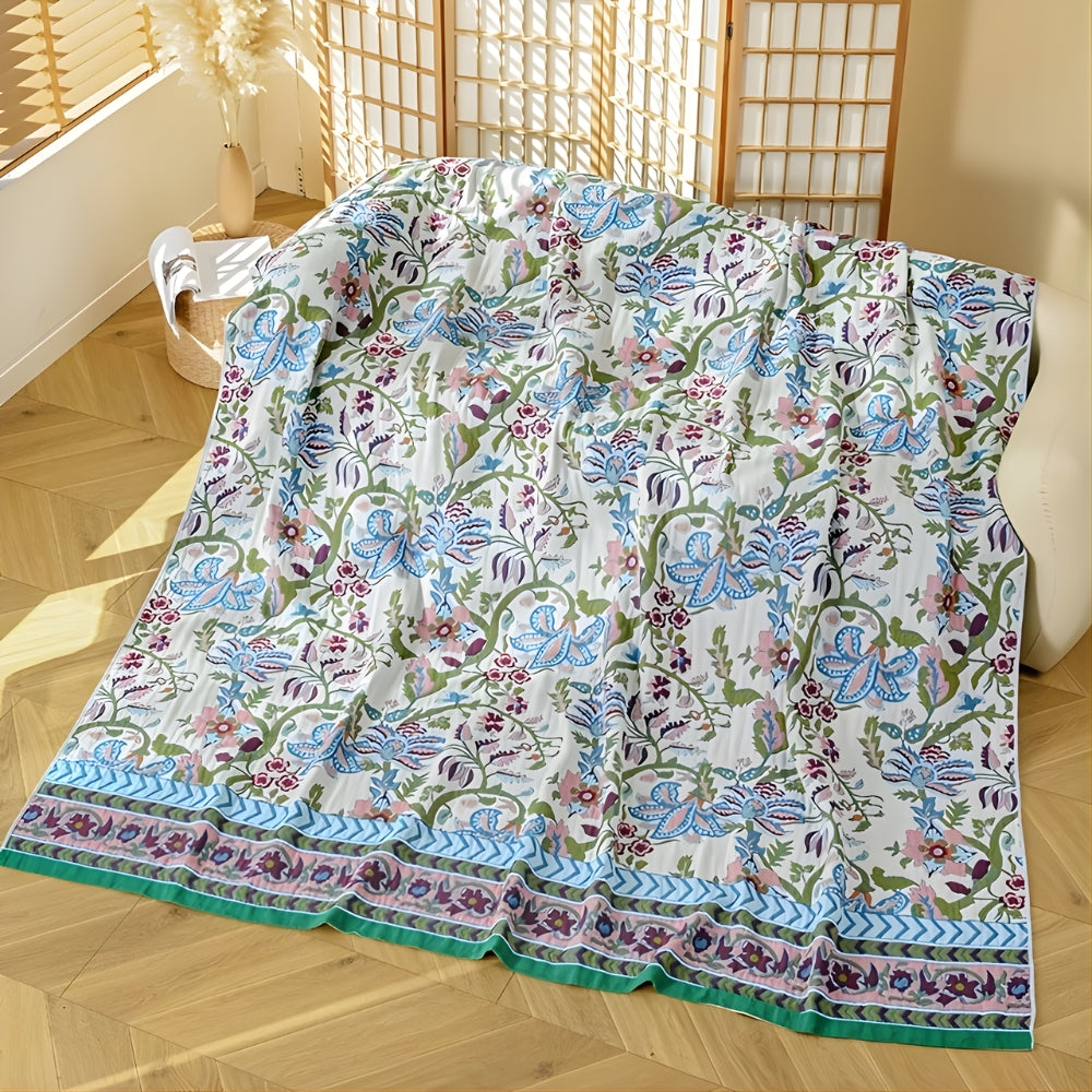 Reversible Vintage Floral Cotton Blanket