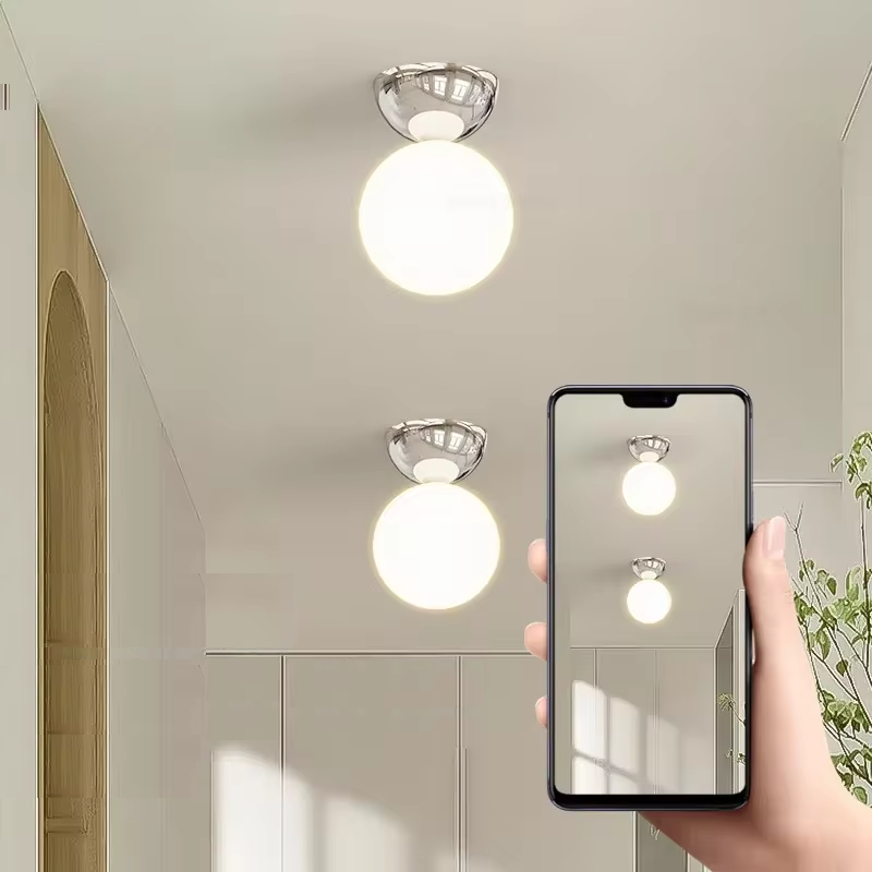 Red Dome Satin Glass Ceiling Light Fixture