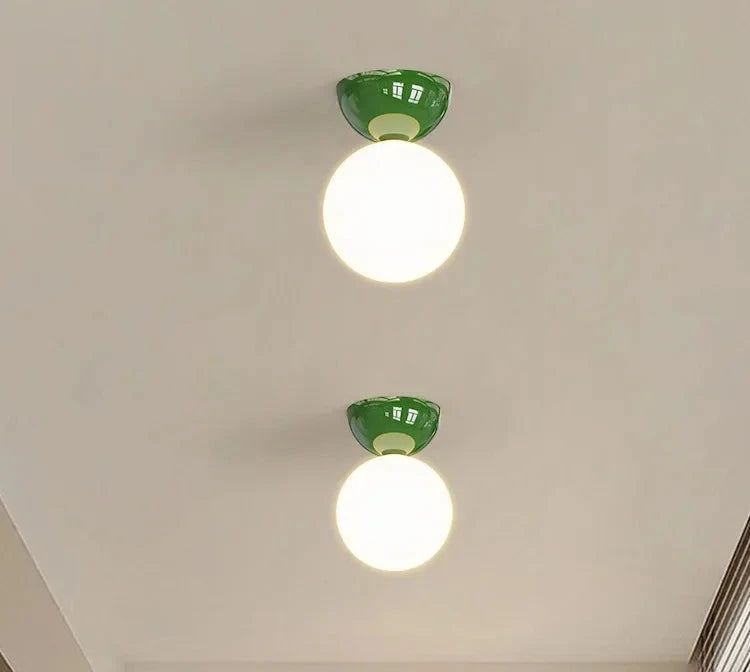 Red Dome Satin Glass Ceiling Light Fixture