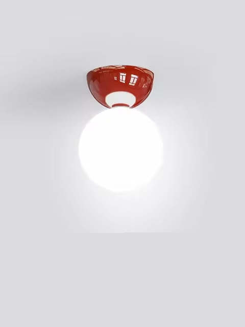 Red Dome Satin Glass Ceiling Light Fixture