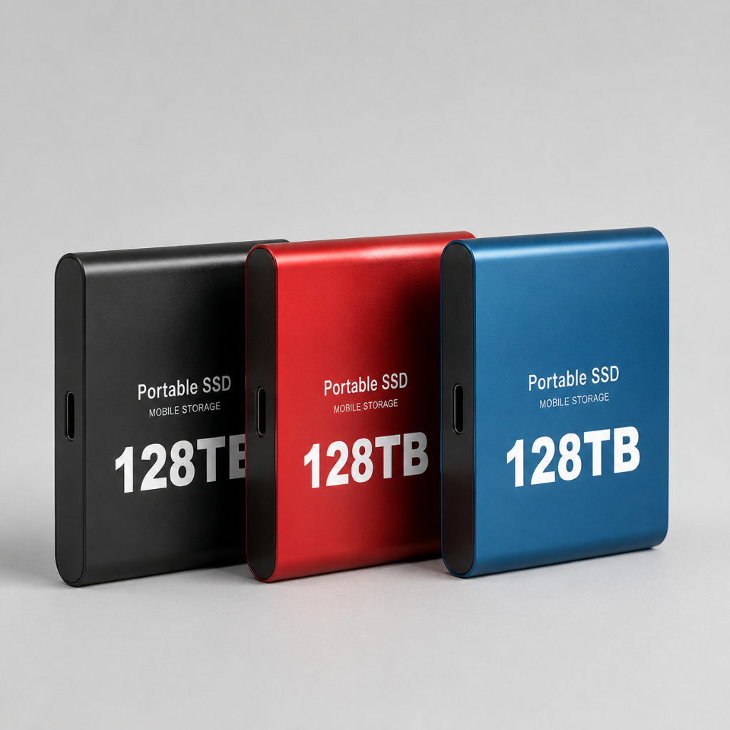 Portable USB-C External SSD 540MB/s - Compact Storage in Black, Blue, Red