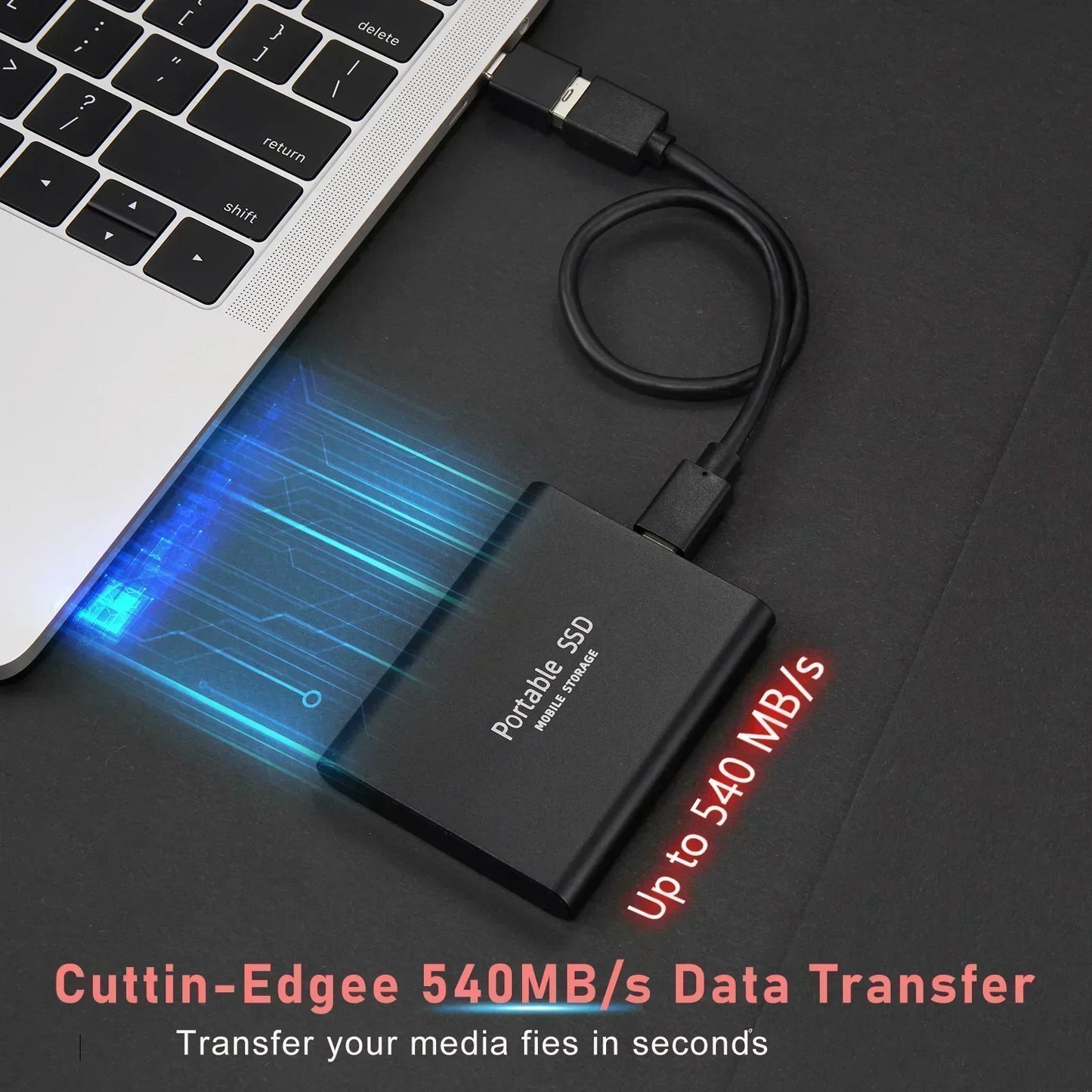 128TB External SSD - Compact and Shock-Resistant Storage Solution