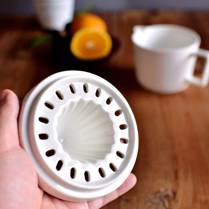 Ceramic Manual Citrus Juicer - Elegant White Design