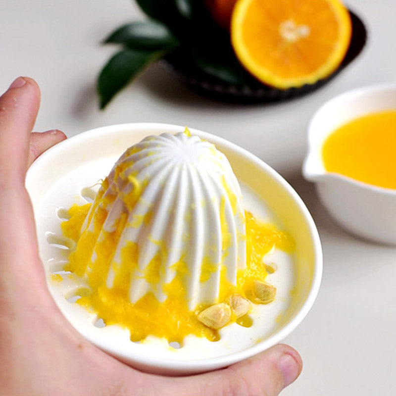 Ceramic Manual Citrus Juicer - Elegant White Design
