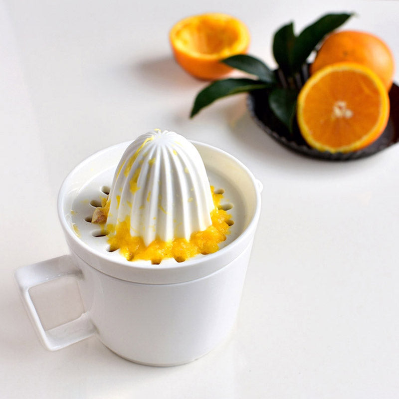 Ceramic Manual Citrus Juicer - Elegant White Design