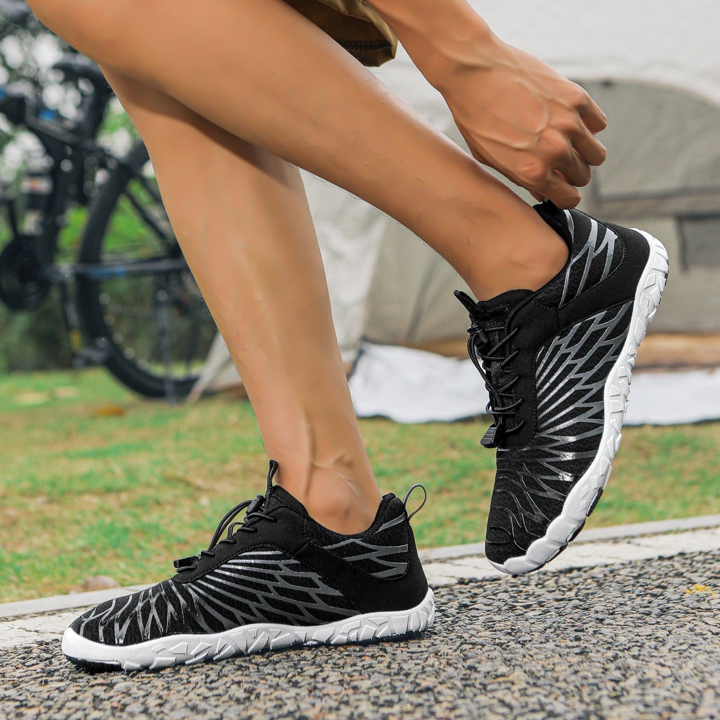 Aerodynamic Charcoal Athletic Sneakers with Breathable Mesh