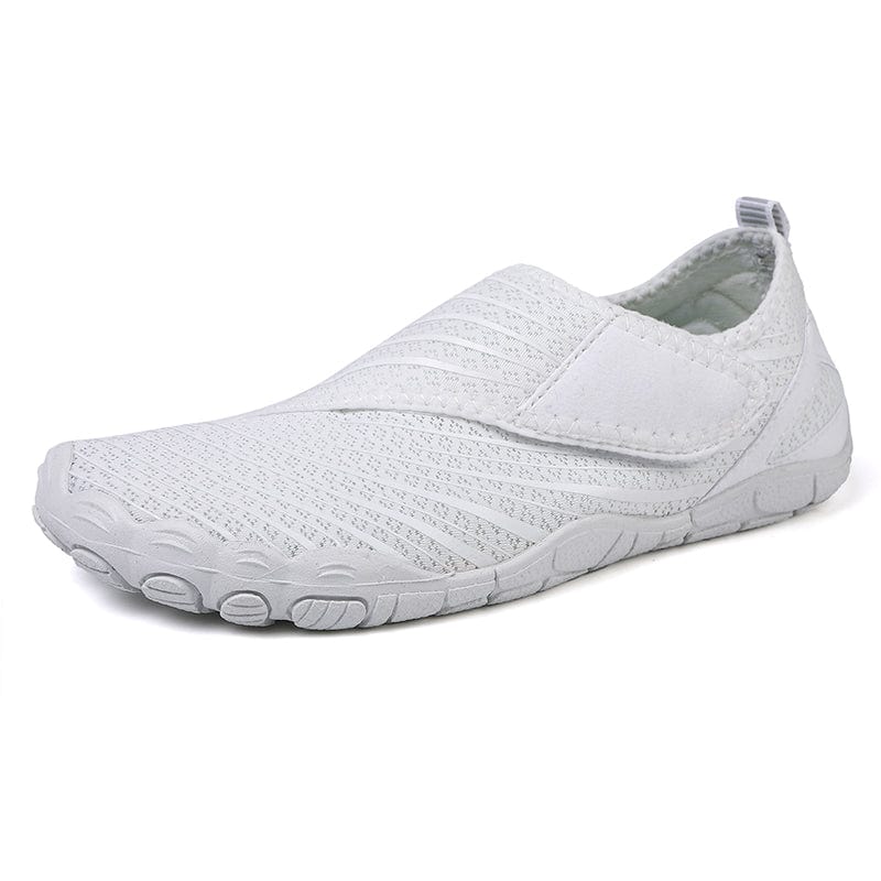 Slip-On Off White Sports Shoes with Ribbed Detailing