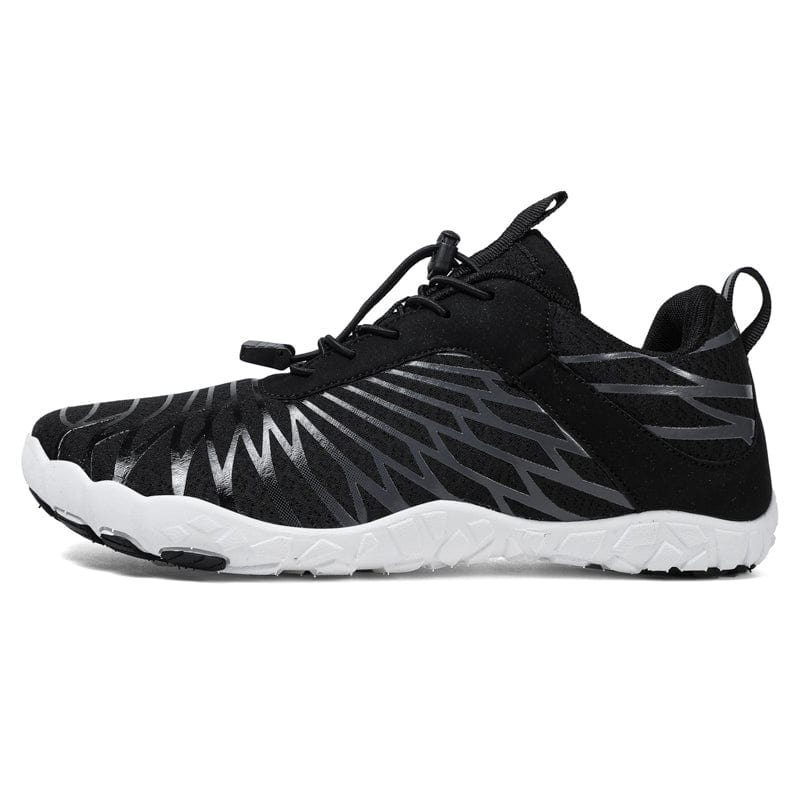 Aerodynamic Charcoal Athletic Sneakers with Breathable Mesh