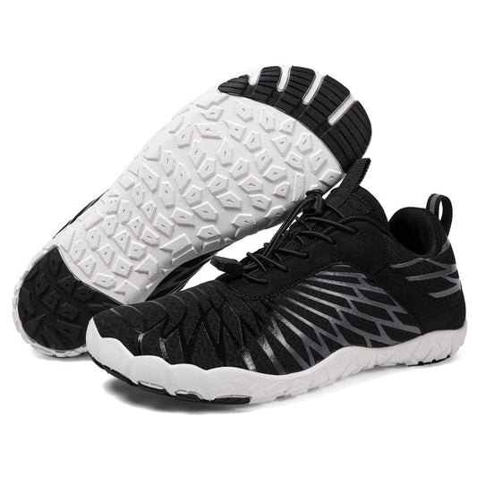 Aerodynamic Charcoal Athletic Sneakers with Breathable Mesh
