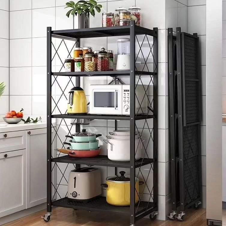 5-Tier Collapsible Metallic Kitchen Rack