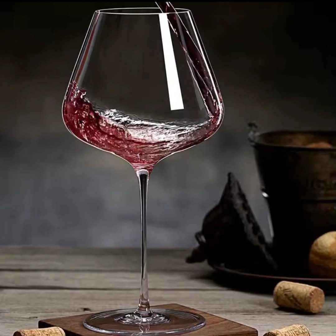 Oversized Clear Crystal Wine Glasses - Set of 6