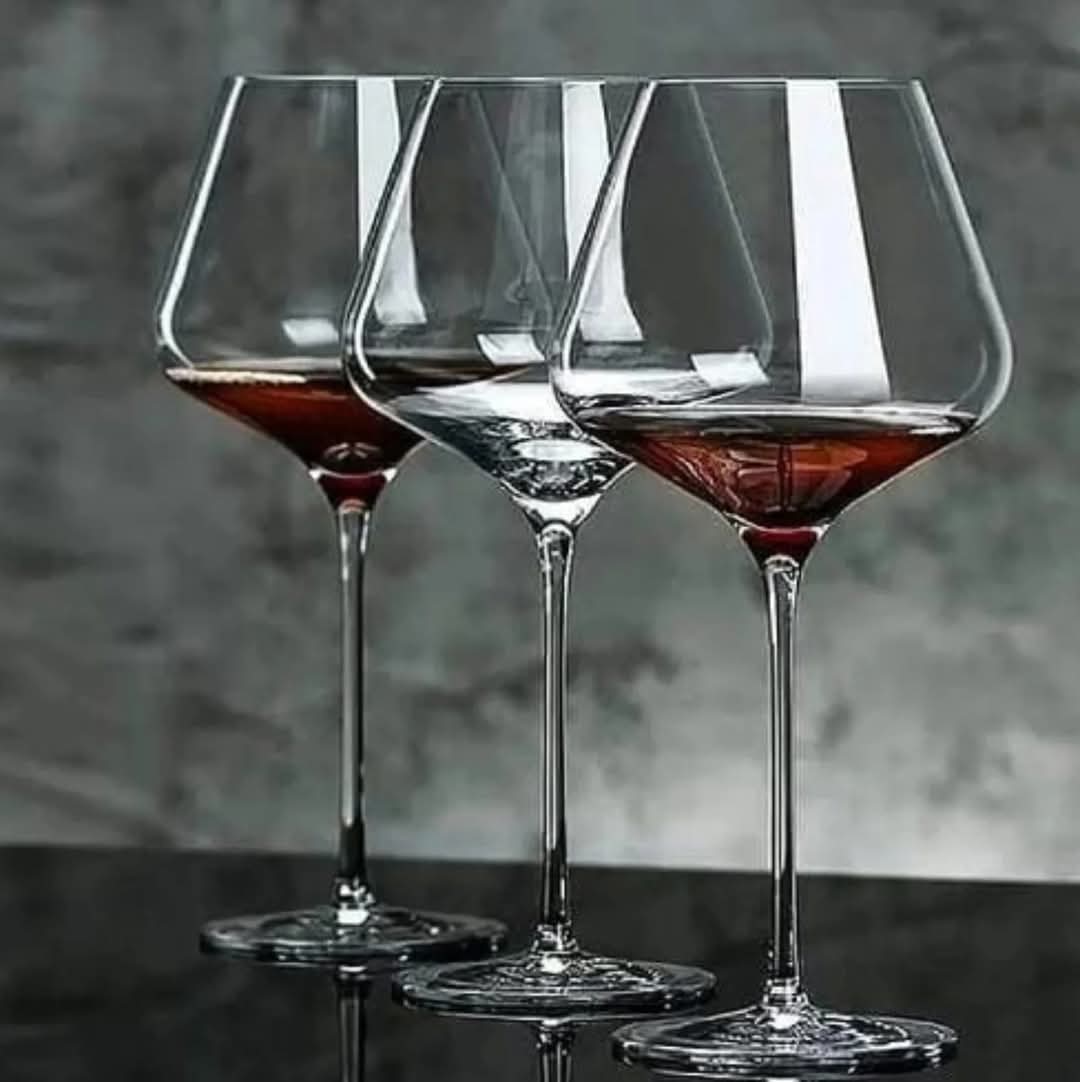 Oversized Clear Crystal Wine Glasses - Set of 6