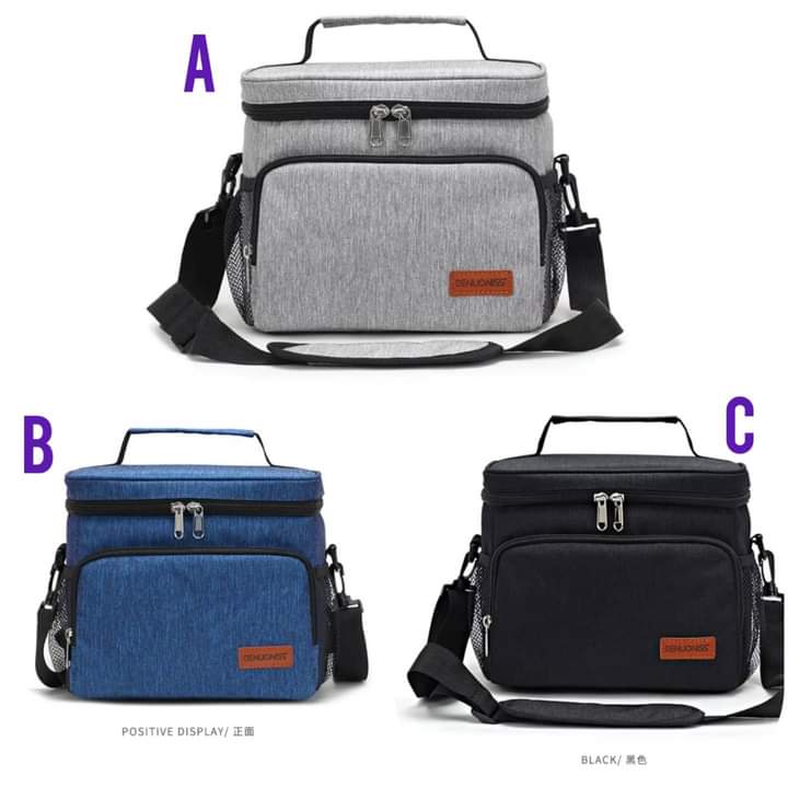 Insulated Thermal Lunch Bag - Black, Grey, Blue