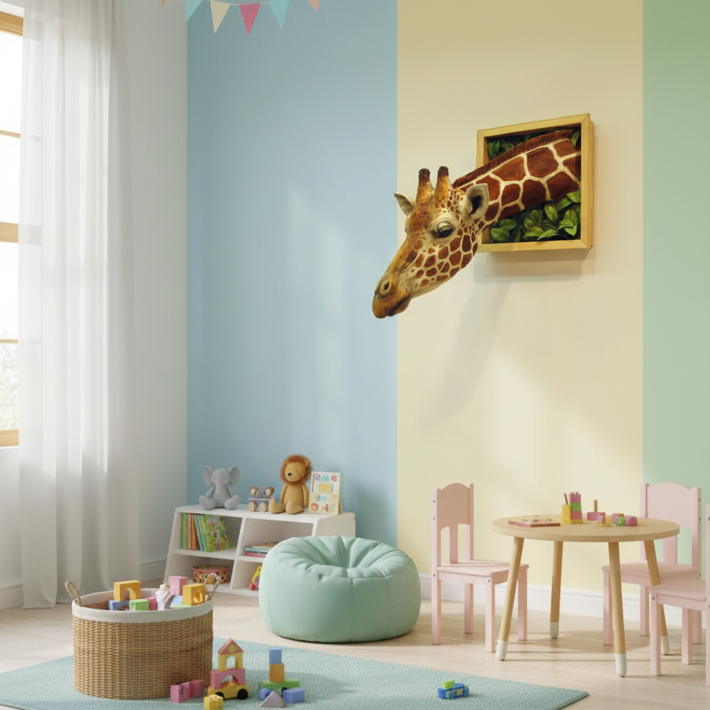 Lifelike 3D Giraffe Head Wall Sculpture