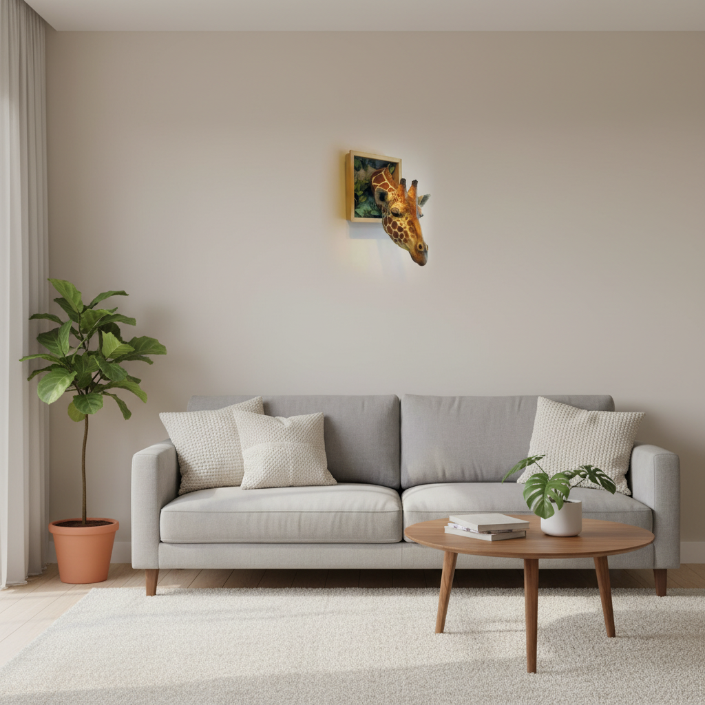 Lifelike 3D Giraffe Head Wall Art Sculpture