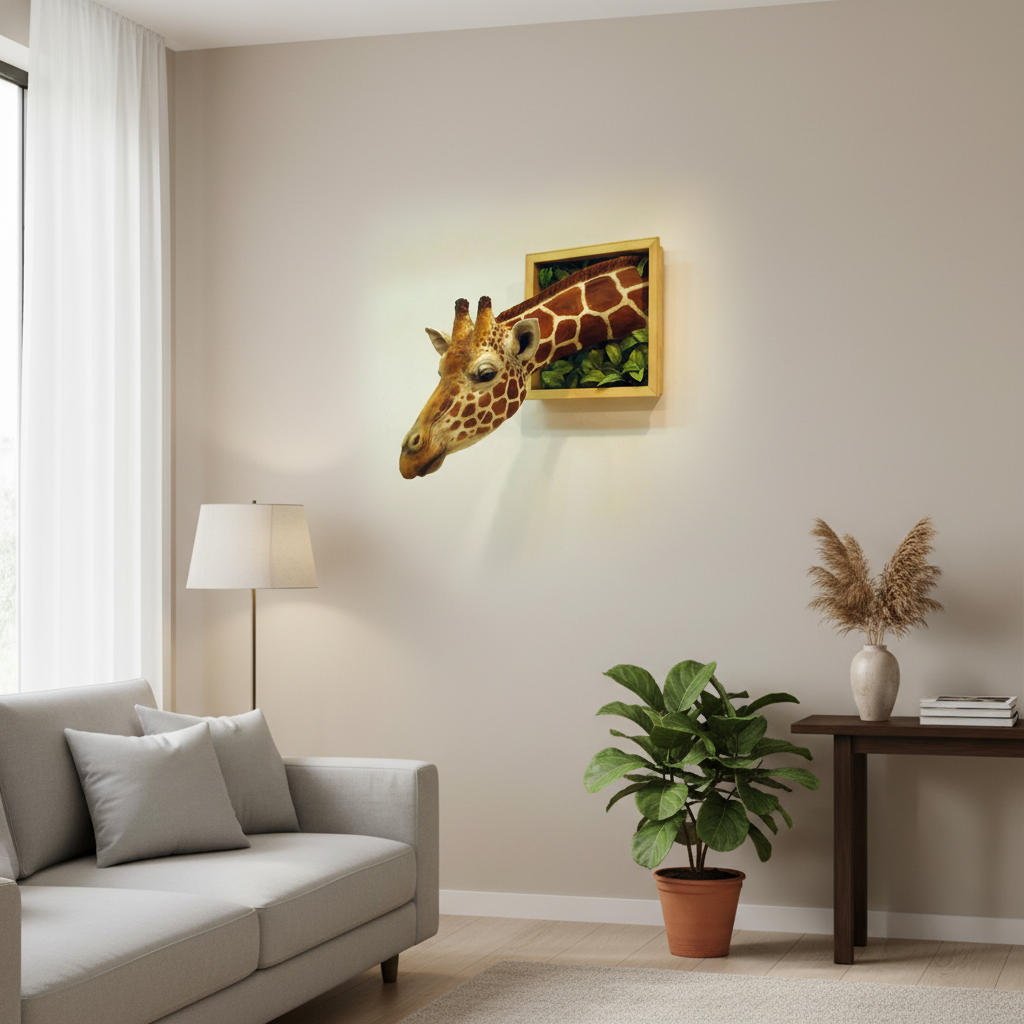 Lifelike 3D Giraffe Head Wall Sculpture