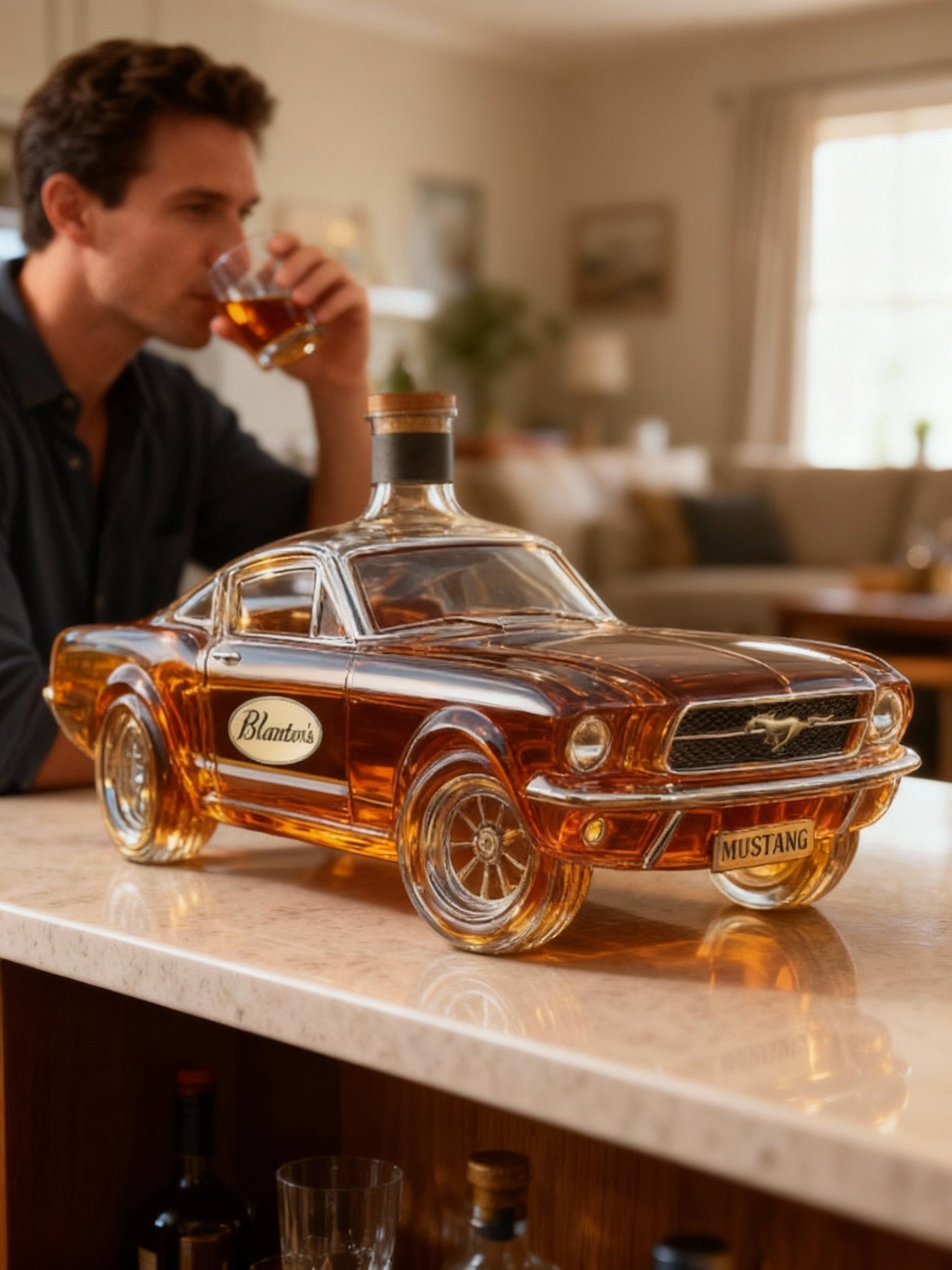 Mustang Car Shaped Glass Whiskey Decanter
